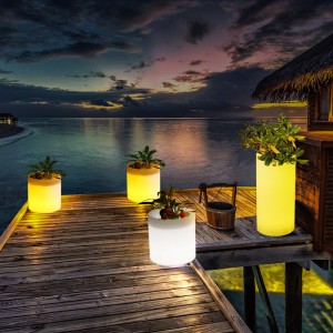 Oświetlone doniczki z ogrodemna świeżym powietrzu, zapalone w kolorze RGB plastikowe plastikowe doniczkina kwiatyna wesele, imprezęna imprezę, hotel, Ceremonia otwarcia centrum handlowego (wodoodporne IP68)